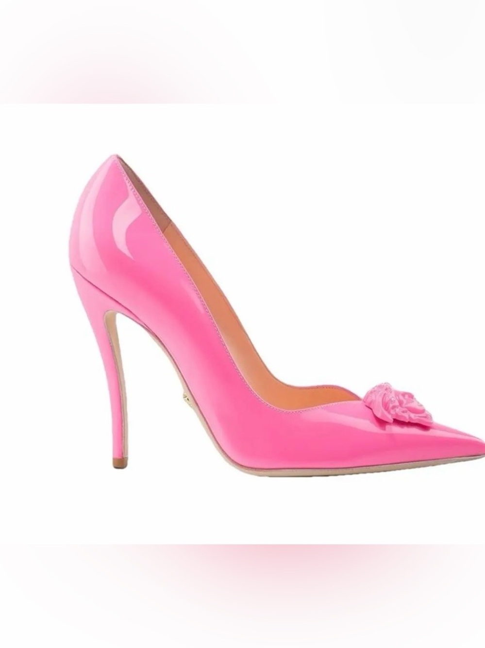 Versace Hot Pink Patent Pointed-Toe Pump with Rosette